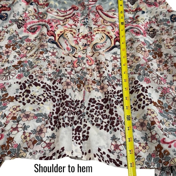 Johnny Was Jungle Paisley Rasvana 100% Silk Lightweight Button Blouse Size L - Picture 11 of 11